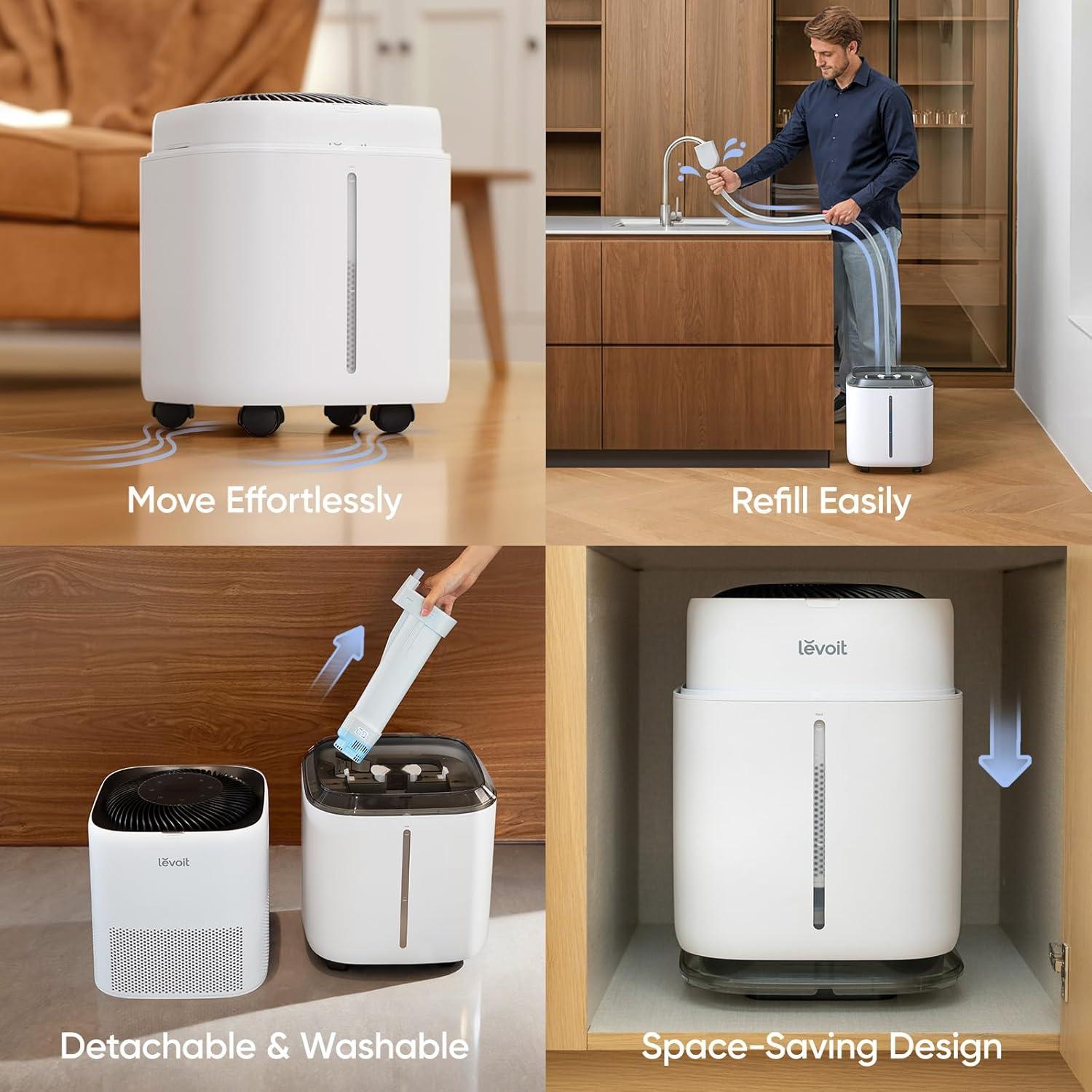 image:imageLEVOIT Superior 6000S Smart Evaporative Humidifiers for Home Whole House up to 3000ft 23L Last 72Hour Premium Filter Dry Mode Wheels amp Water Fill Hose Foldable Storage Sleep Mode New EditionEvaporative Humidifier 20