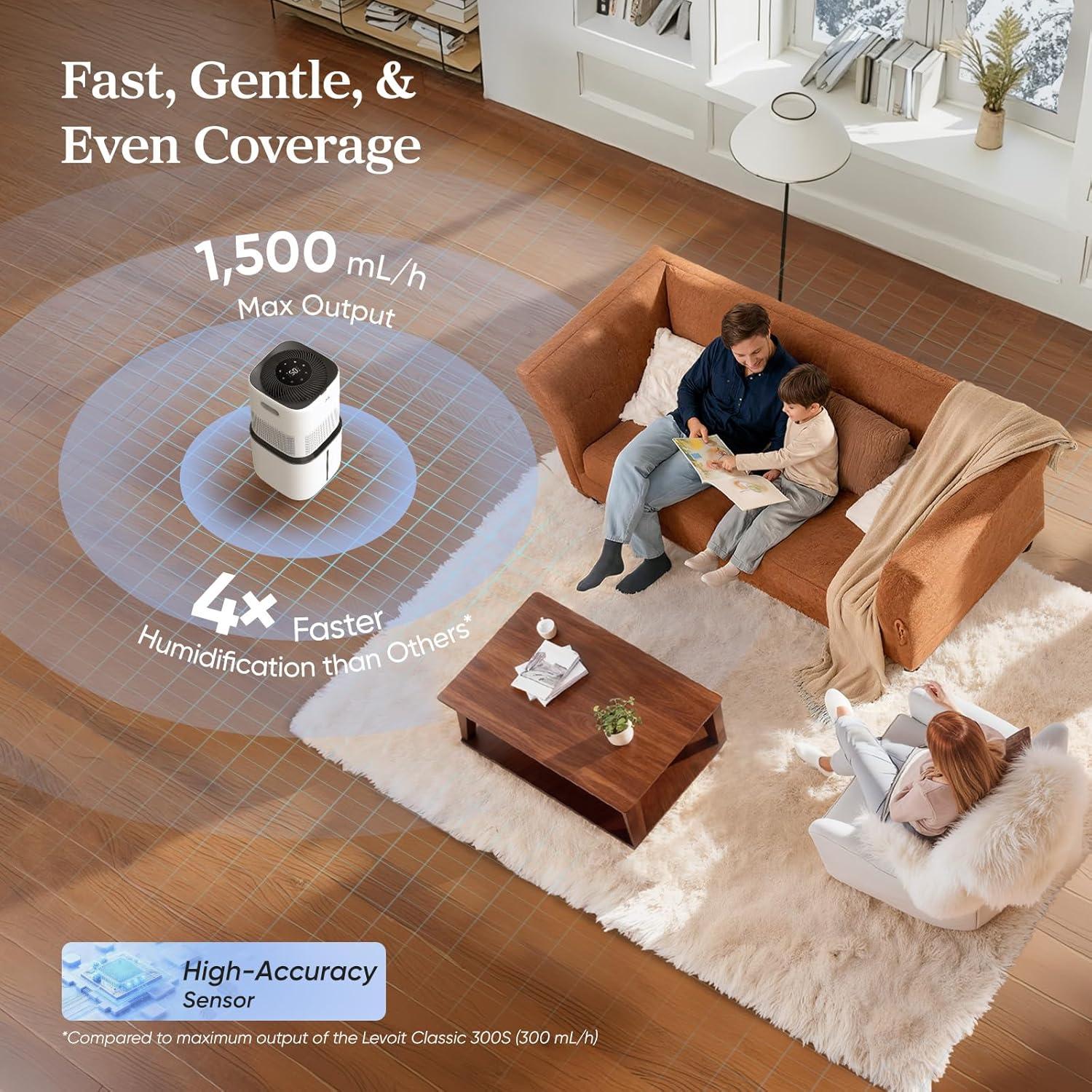 image:imageLEVOIT Superior 6000S Smart Evaporative Humidifiers for Home Whole House up to 3000ft 23L Last 72Hour Premium Filter Dry Mode Wheels amp Water Fill Hose Foldable Storage Sleep Mode New EditionEvaporative Humidifier 20