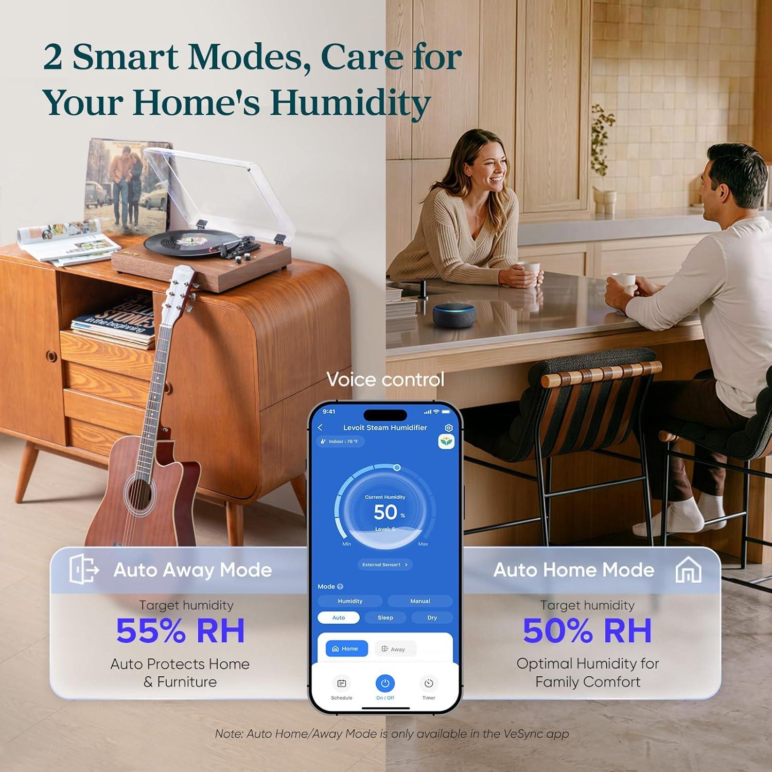 image:imageLEVOIT Superior 6000S Smart Evaporative Humidifiers for Home Whole House up to 3000ft 23L Last 72Hour Premium Filter Dry Mode Wheels amp Water Fill Hose Foldable Storage Sleep Mode New EditionEvaporative Humidifier 20