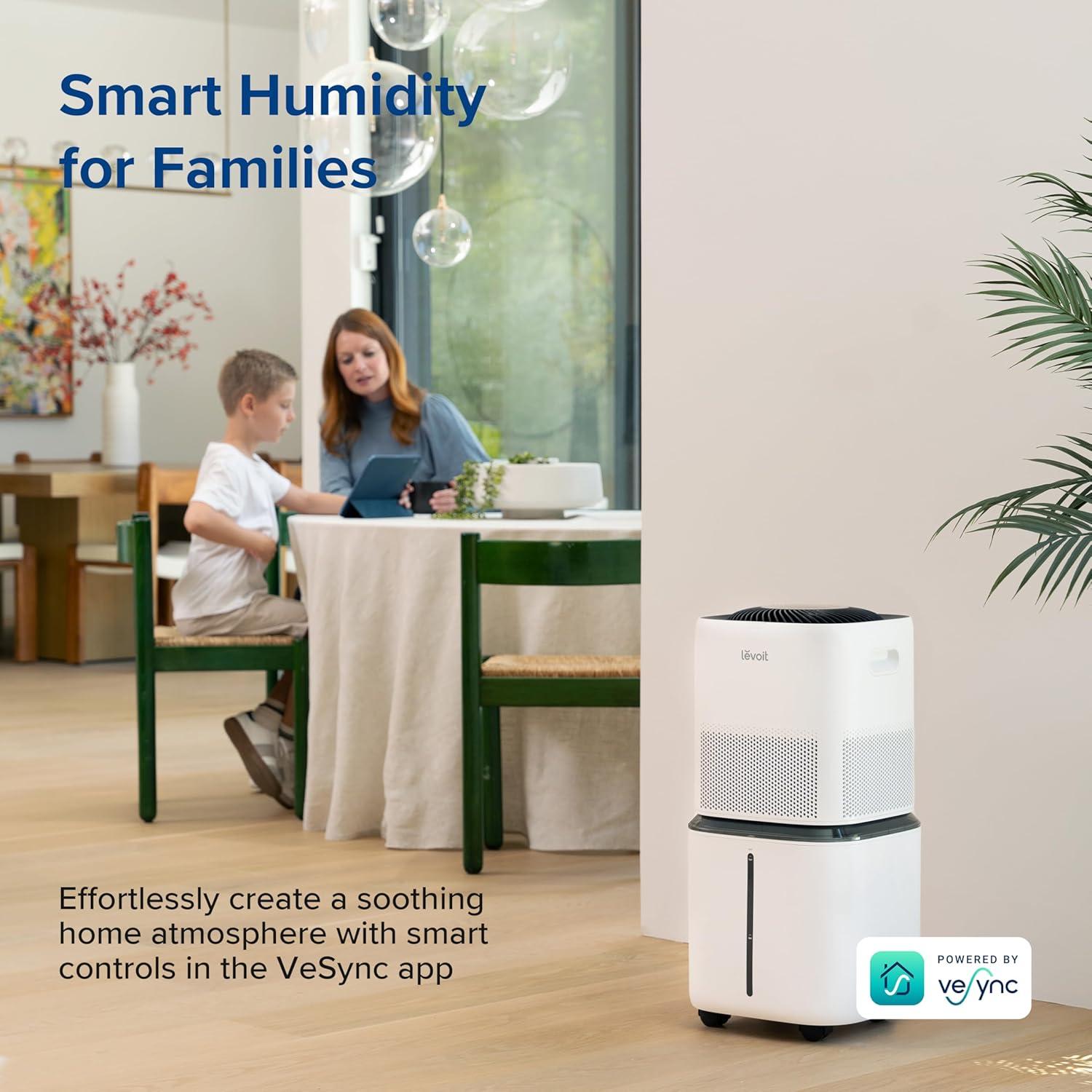 image:imageLEVOIT Superior 6000S Smart Evaporative Humidifiers for Home Whole House up to 3000ft 23L Last 72Hour Premium Filter Dry Mode Wheels amp Water Fill Hose Foldable Storage Sleep Mode New EditionEvaporative Humidifier