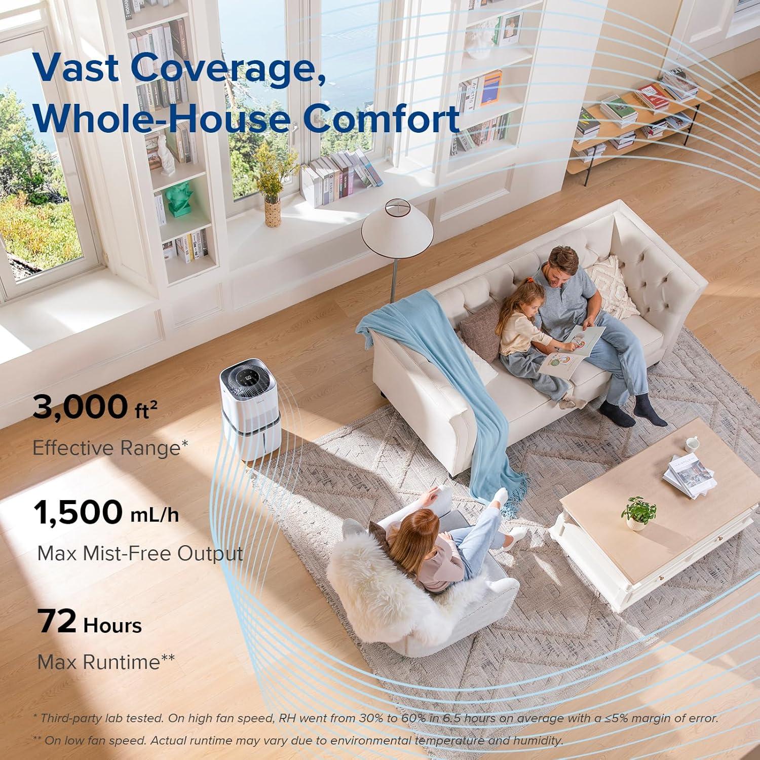 image:imageLEVOIT Superior 6000S Smart Evaporative Humidifiers for Home Whole House up to 3000ft 23L Last 72Hour Premium Filter Dry Mode Wheels amp Water Fill Hose Foldable Storage Sleep Mode New EditionEvaporative Humidifier