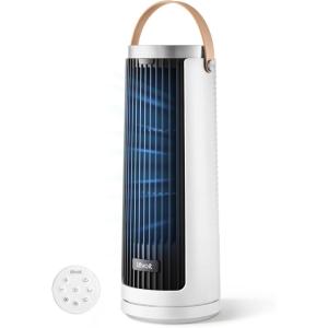 image:imageLEVOIT Tower Fan for Bedroom 20dB Quiet Desk Fan with 23fts Portable amp Easy to Carry 3Angle amp 4Speed Mini Oscillating Fan DC Motor Bladeless Remoter 12H Timer for Home Room Office WhiteWhite