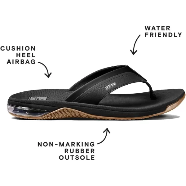 imageREEF Anchor Mens Beach Flip Flop Water Friendly Cushioning Heel AirbagBlackSilver