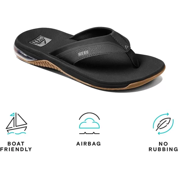 imageREEF Anchor Mens Beach Flip Flop Water Friendly Cushioning Heel AirbagBlackSilver