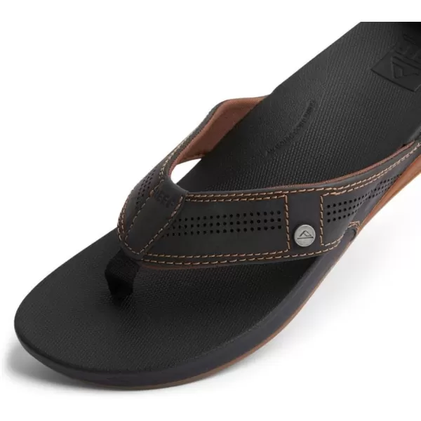 imageREEF Cushion Lux Mens Flip Flop Ultra Soft Cushion Footbed Full Grain Leather StrapBlackBrown