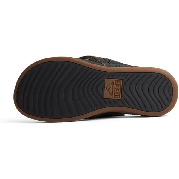imageREEF Cushion Lux Mens Flip Flop Ultra Soft Cushion Footbed Full Grain Leather StrapBlackBrown