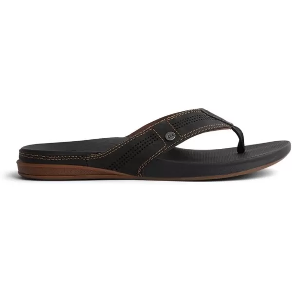 imageREEF Cushion Lux Mens Flip Flop Ultra Soft Cushion Footbed Full Grain Leather StrapBlackBrown
