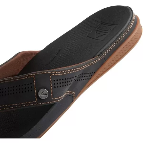 imageREEF Cushion Lux Mens Flip Flop Ultra Soft Cushion Footbed Full Grain Leather StrapBlackBrown