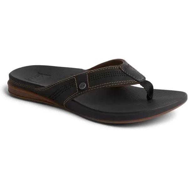 imageREEF Cushion Lux Mens Flip Flop Ultra Soft Cushion Footbed Full Grain Leather StrapBlackBrown