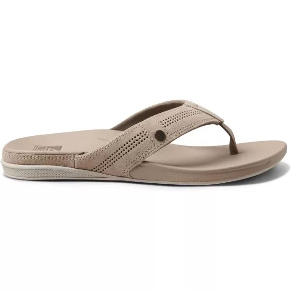 imageREEF Cushion Lux Mens Flip Flop Ultra Soft Cushion Footbed Full Grain Leather StrapSandy Suede