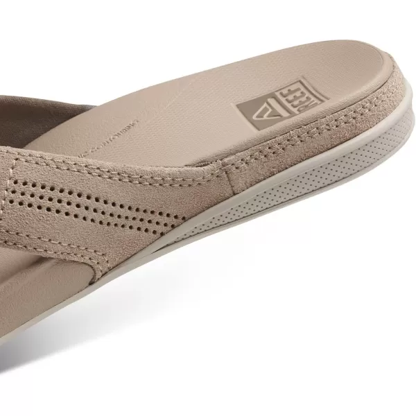 imageREEF Cushion Lux Mens Flip Flop Ultra Soft Cushion Footbed Full Grain Leather StrapSandy Suede