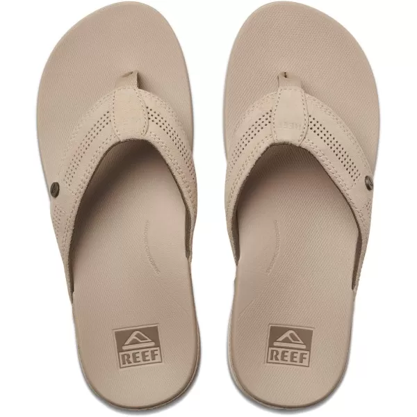 imageREEF Cushion Lux Mens Flip Flop Ultra Soft Cushion Footbed Full Grain Leather StrapSandy Suede