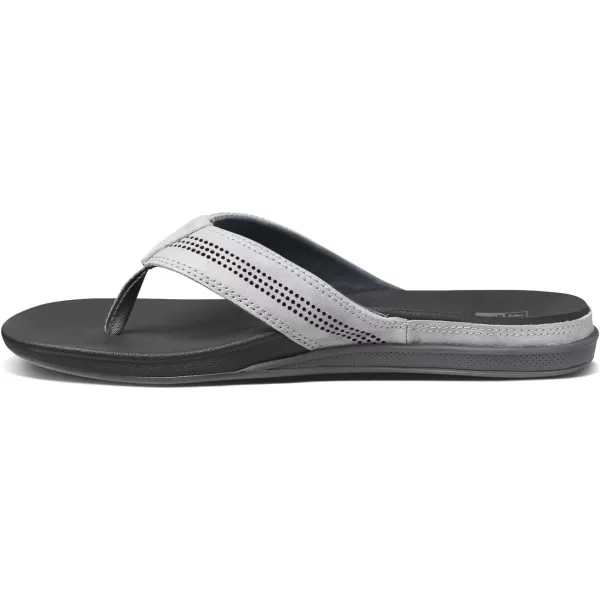 imageREEF Cushion Lux Mens Flip Flop Ultra Soft Cushion Footbed Full Grain Leather StrapSmoke