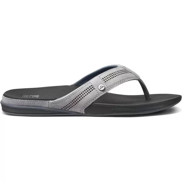 imageREEF Cushion Lux Mens Flip Flop Ultra Soft Cushion Footbed Full Grain Leather StrapSmoke