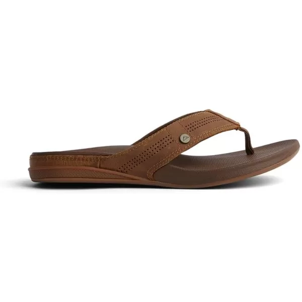 imageREEF Cushion Lux Mens Flip Flop Ultra Soft Cushion Footbed Full Grain Leather StrapToffee