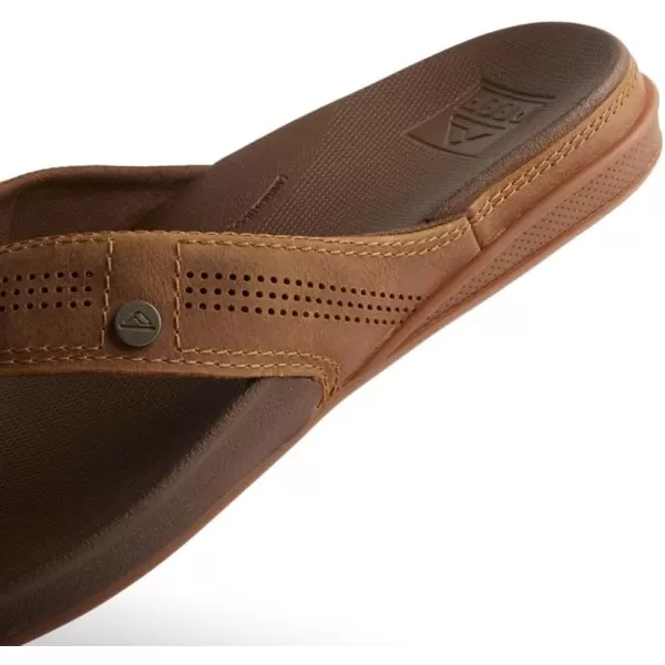 imageREEF Cushion Lux Mens Flip Flop Ultra Soft Cushion Footbed Full Grain Leather StrapToffee