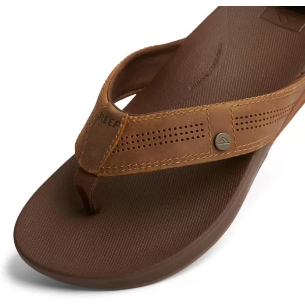 imageREEF Cushion Lux Mens Flip Flop Ultra Soft Cushion Footbed Full Grain Leather StrapToffee