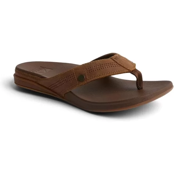 imageREEF Cushion Lux Mens Flip Flop Ultra Soft Cushion Footbed Full Grain Leather StrapToffee