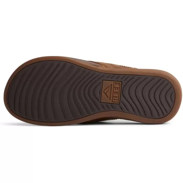 imageREEF Cushion Lux Mens Flip Flop Ultra Soft Cushion Footbed Full Grain Leather StrapToffee