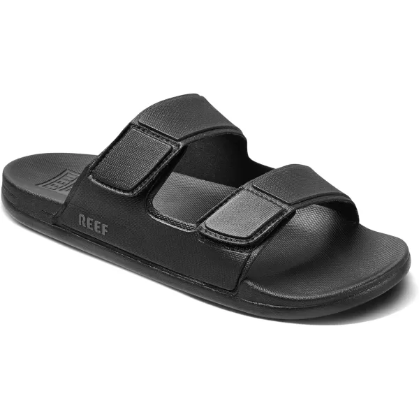 imageREEF Cushion Tradewind Mens Fashion Slides Adjustable Velcro Straps Ultra Soft Cushion Footbed Arch SupportBlack