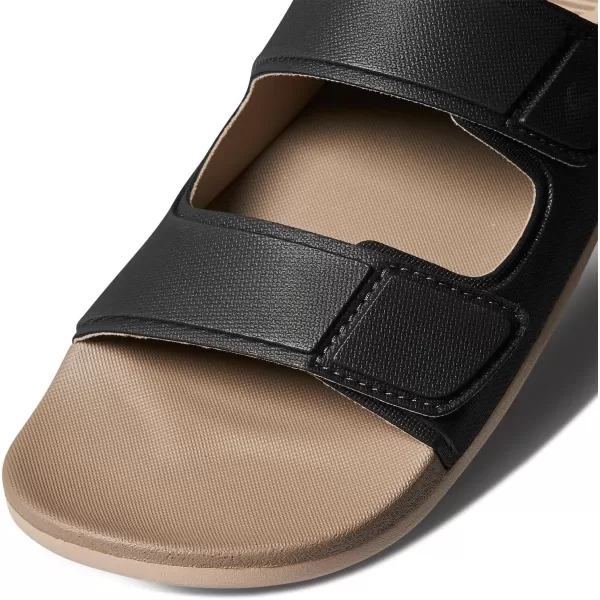 imageREEF Cushion Tradewind Mens Fashion Slides Adjustable Velcro Straps Ultra Soft Cushion Footbed Arch SupportBlackFossil