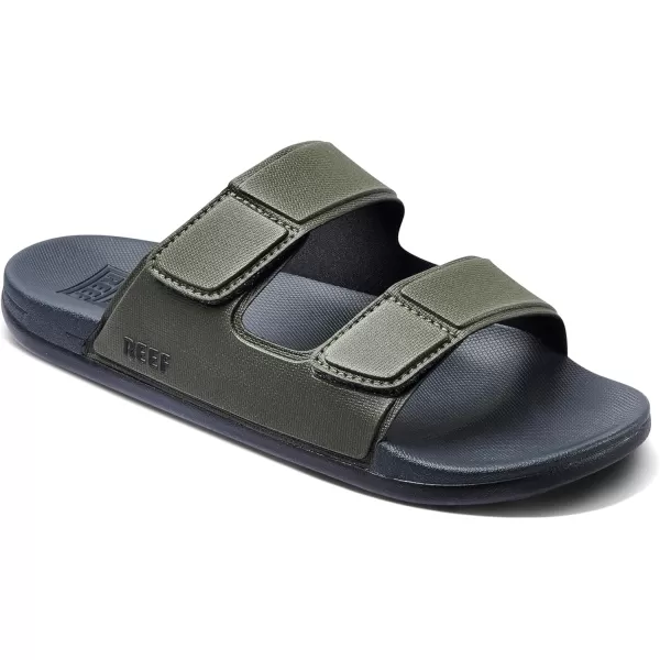 imageREEF Cushion Tradewind Mens Fashion Slides Adjustable Velcro Straps Ultra Soft Cushion Footbed Arch SupportGreyOlive