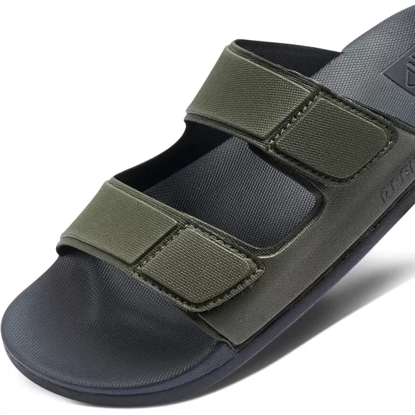 imageREEF Cushion Tradewind Mens Fashion Slides Adjustable Velcro Straps Ultra Soft Cushion Footbed Arch SupportGreyOlive