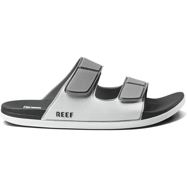 imageREEF Cushion Tradewind Mens Fashion Slides Adjustable Velcro Straps Ultra Soft Cushion Footbed Arch SupportGreyWhiteGrey