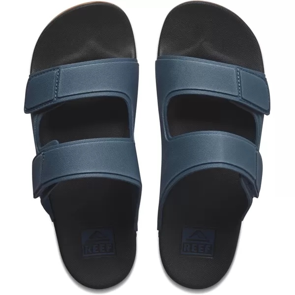 imageREEF Cushion Tradewind Mens Fashion Slides Adjustable Velcro Straps Ultra Soft Cushion Footbed Arch SupportOrion Black