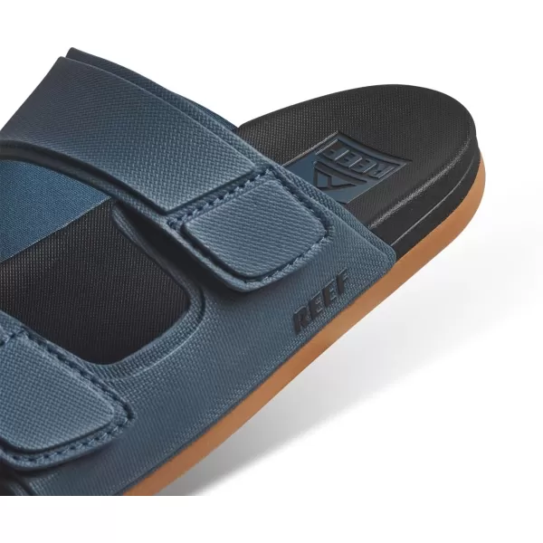 imageREEF Cushion Tradewind Mens Fashion Slides Adjustable Velcro Straps Ultra Soft Cushion Footbed Arch SupportOrion Black