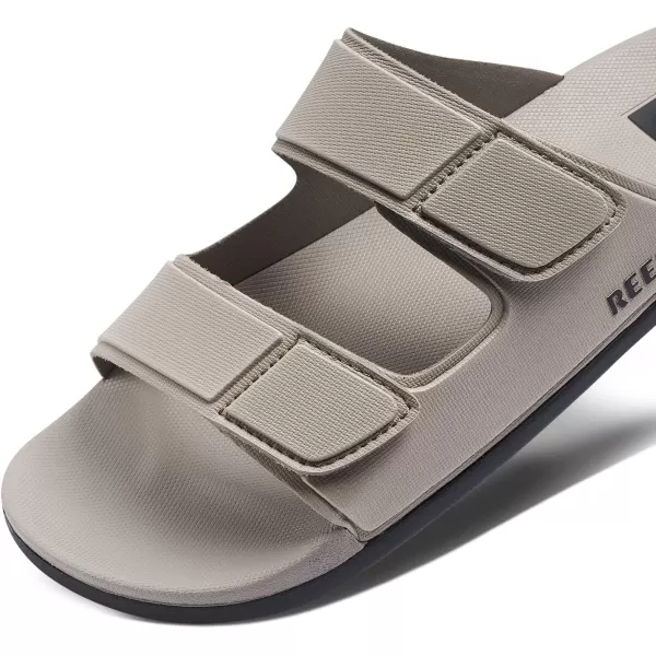 imageREEF Cushion Tradewind Mens Fashion Slides Adjustable Velcro Straps Ultra Soft Cushion Footbed Arch SupportTaupeBlack