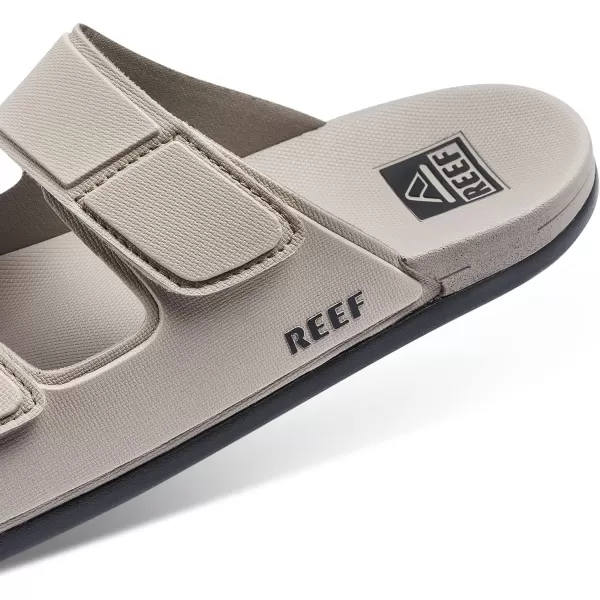 imageREEF Cushion Tradewind Mens Fashion Slides Adjustable Velcro Straps Ultra Soft Cushion Footbed Arch SupportTaupeBlack