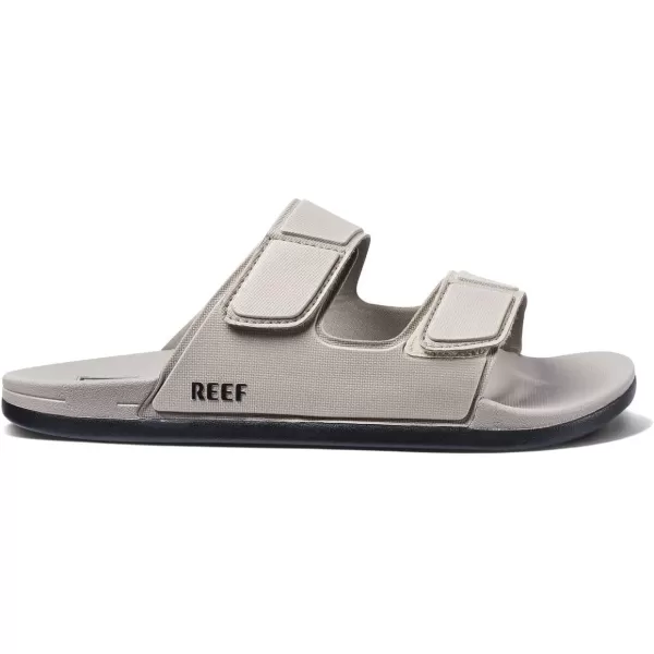 imageREEF Cushion Tradewind Mens Fashion Slides Adjustable Velcro Straps Ultra Soft Cushion Footbed Arch SupportTaupeBlack