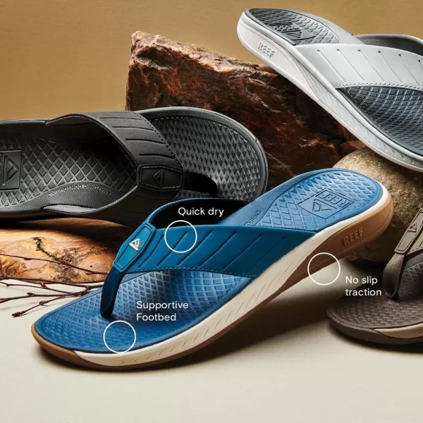 imageREEF Deckhand Mens Water Friendly Flip Flop Boat Friendly No Slip Traction Quick DryGrey