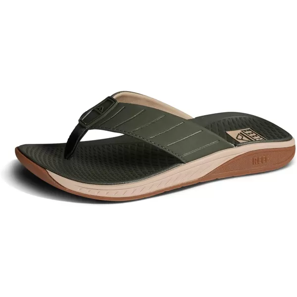 imageREEF Deckhand Mens Water Friendly Flip Flop Boat Friendly No Slip Traction Quick DryOliveGum