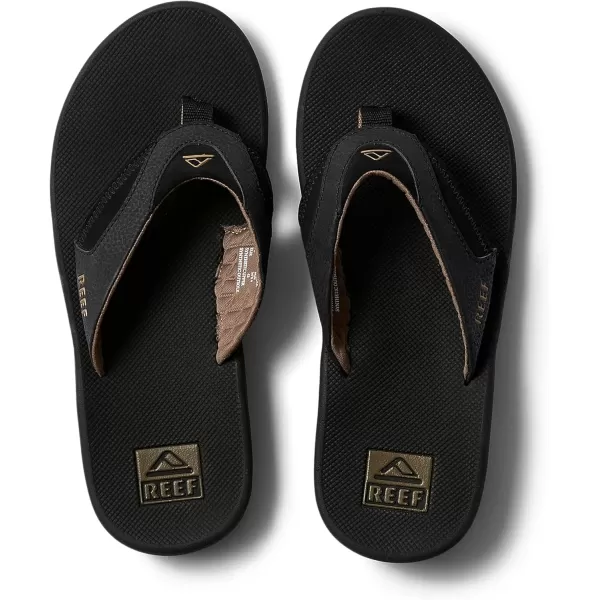 imageREEF Fanning Mens Bottle Opener Flip Flop Arch Support Durable Outsole Water FriendlyBlackBrown