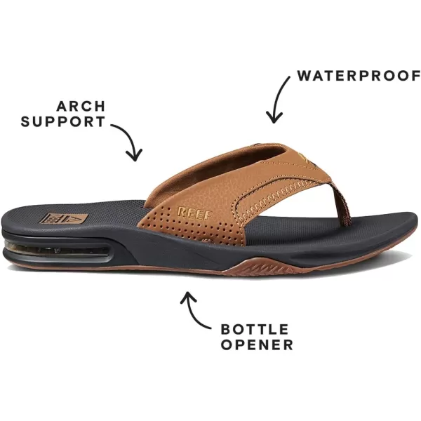 imageREEF Fanning Mens Bottle Opener Flip Flop Arch Support Durable Outsole Water FriendlyGrey Khaki