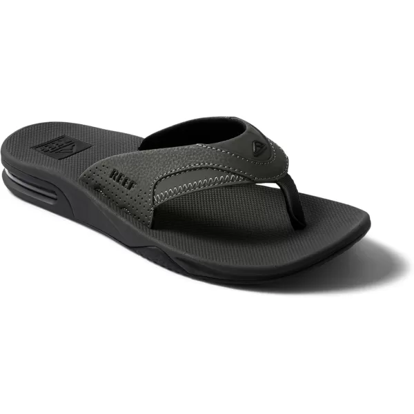 imageREEF Fanning Mens Bottle Opener Flip Flop Arch Support Durable Outsole Water FriendlyGreyBlack