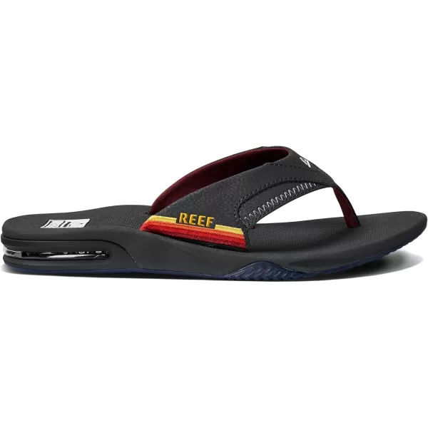 imageREEF Fanning Mens Bottle Opener Flip Flop Arch Support Durable Outsole Water FriendlyGreyOcean Sunset