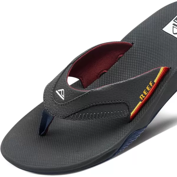 imageREEF Fanning Mens Bottle Opener Flip Flop Arch Support Durable Outsole Water FriendlyGreyOcean Sunset