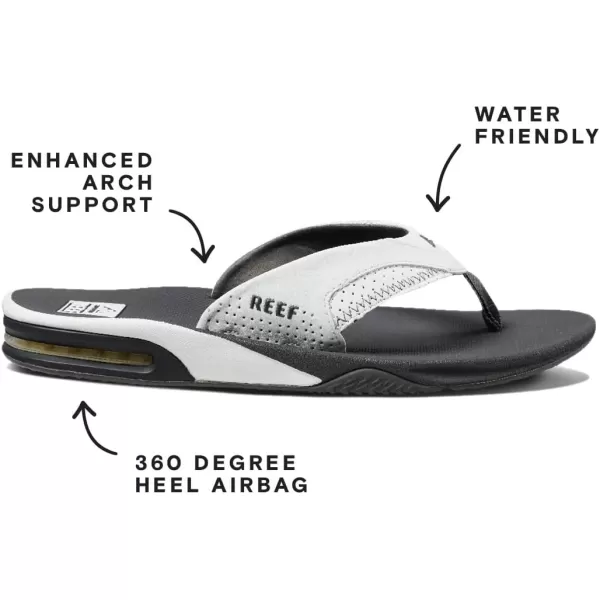 imageREEF Fanning Mens Bottle Opener Flip Flop Arch Support Durable Outsole Water FriendlyGreyWhite