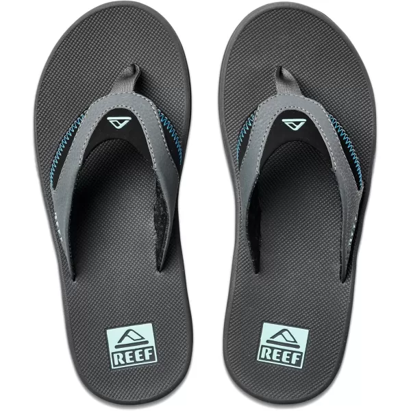 imageREEF Fanning Mens Bottle Opener Flip Flop Arch Support Durable Outsole Water FriendlyGunmetalOcean