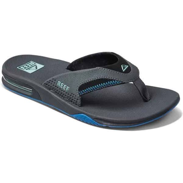 imageREEF Fanning Mens Bottle Opener Flip Flop Arch Support Durable Outsole Water FriendlyGunmetalOcean