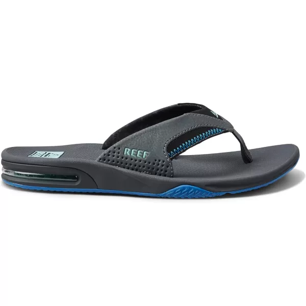 imageREEF Fanning Mens Bottle Opener Flip Flop Arch Support Durable Outsole Water FriendlyGunmetalOcean