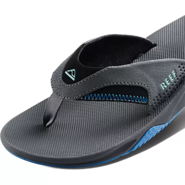 imageREEF Fanning Mens Bottle Opener Flip Flop Arch Support Durable Outsole Water FriendlyGunmetalOcean