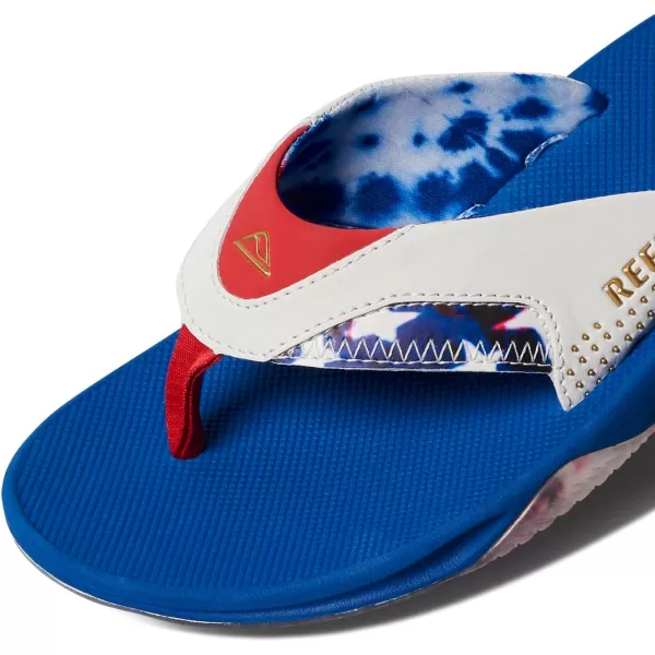 imageREEF Fanning Mens Bottle Opener Flip Flop Arch Support Durable Outsole Water FriendlyRed White and Blue