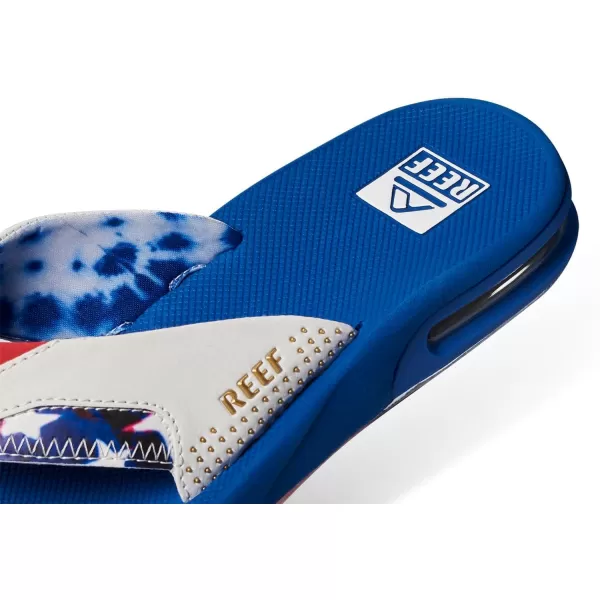 imageREEF Fanning Mens Bottle Opener Flip Flop Arch Support Durable Outsole Water FriendlyRed White and Blue