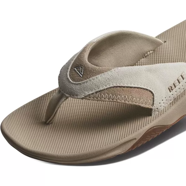 imageREEF Fanning Mens Bottle Opener Flip Flop Arch Support Durable Outsole Water FriendlyTan Suede
