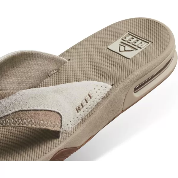 imageREEF Fanning Mens Bottle Opener Flip Flop Arch Support Durable Outsole Water FriendlyTan Suede