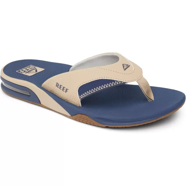 imageREEF Fanning Mens Bottle Opener Flip Flop Arch Support Durable Outsole Water FriendlyTanNavyTan